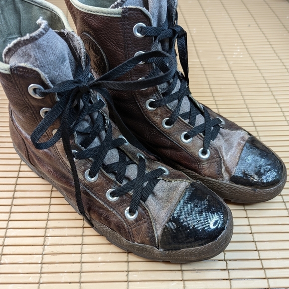Converse Brown and Black High-Top Sneakers - Picture 2 of 10